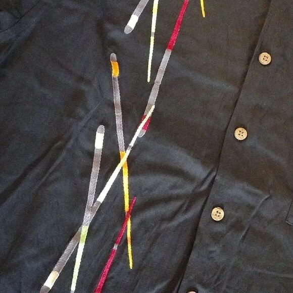 VTG Caribbean Pineapple Black Billiards Silk Blend Button Up Shirt Men's XL - Picture 3 of 15